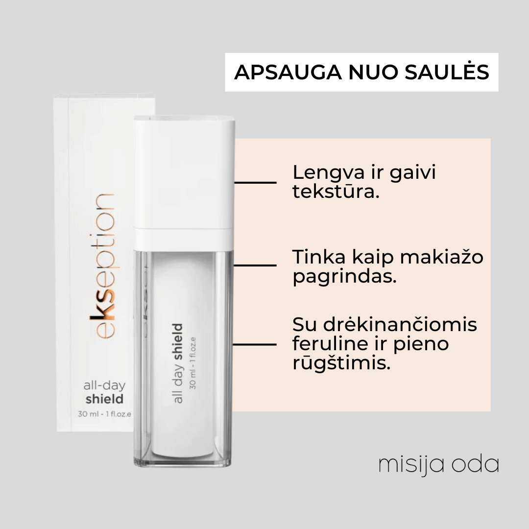 Ekseption apsauginis dieninis kremas ALL DAY SHIELD SPF50+ | MISIJA ODA