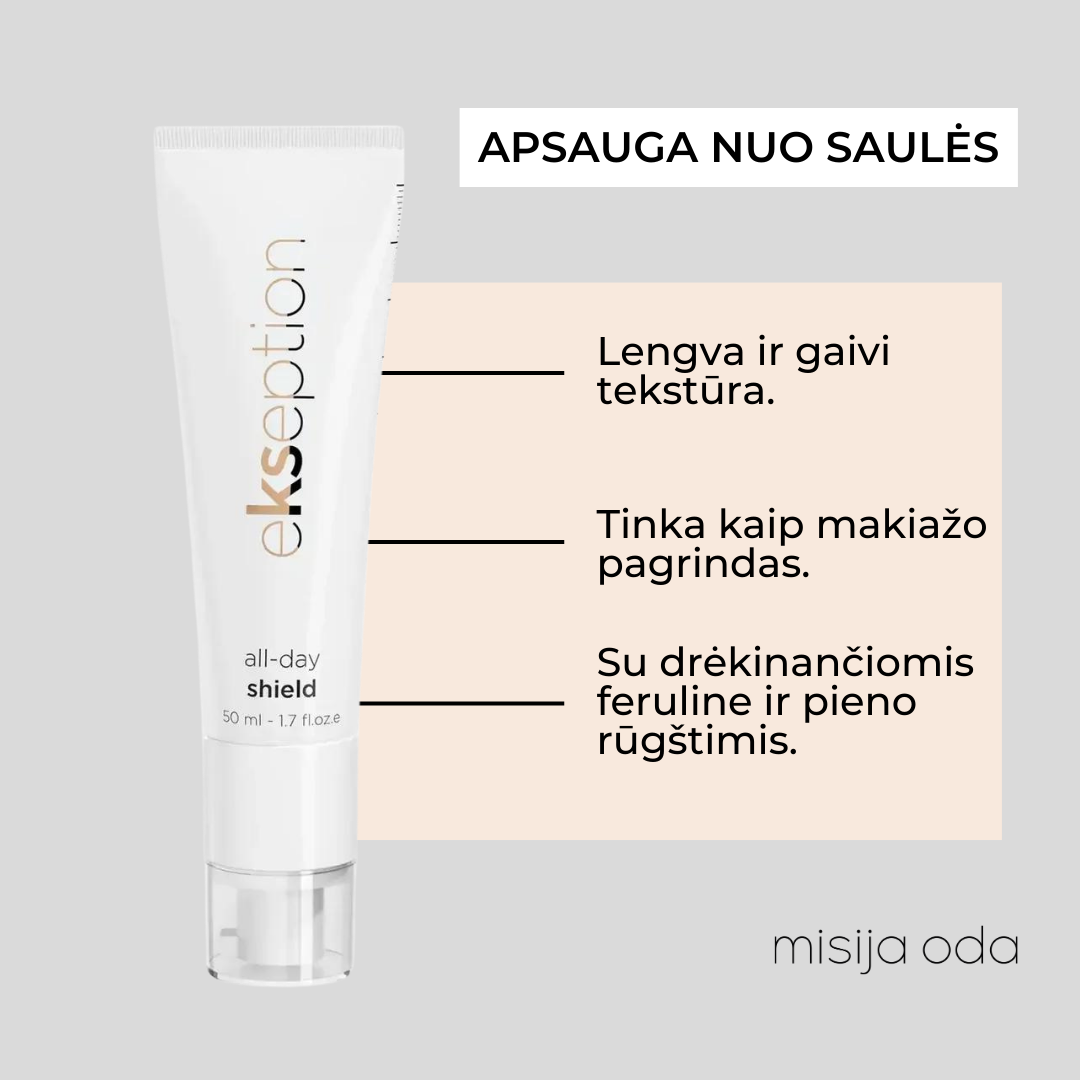 Ekseption apsauginis dieninis kremas ALL DAY SHIELD SPF50+ | MISIJA ODA