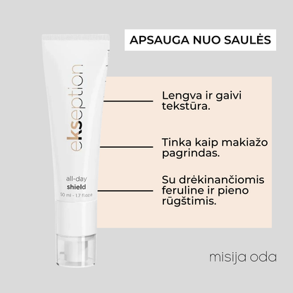 Ekseption apsauginis dieninis kremas ALL DAY SHIELD SPF50+ | MISIJA ODA